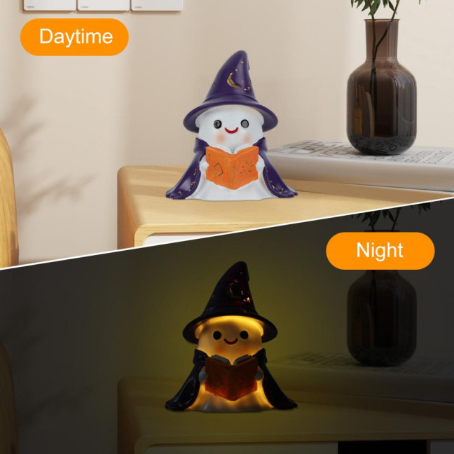 1/2Pcs Enchanting Wizard Ghost Night Light Halloween Reading Book Ghost LED Lamp Home Bedroom Kids Room Decoration Book Lovers Gift 