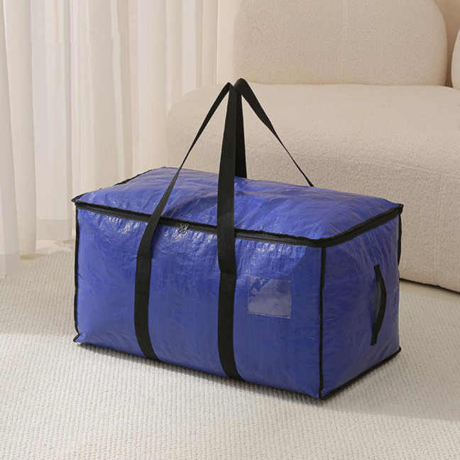 Large Quilt Storage Bag Clear Storage Bin with Lid Reinforced Handles Waterproof Foldable Moving Storage Bags Totes for Clothes Packing Bedding 