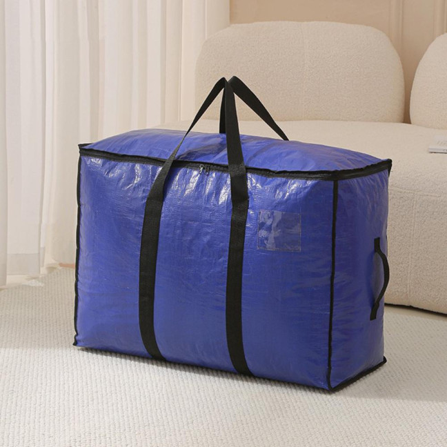 Large Quilt Storage Bag Clear Storage Bin with Lid Reinforced Handles Waterproof Foldable Moving Storage Bags Totes for Clothes Packing Bedding 