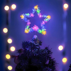 Christmas Tree Topper Star Lighted Star Decoration with Spiral Wire Base Xmas Tree Glittery Star for Festive Home Parties Decor 