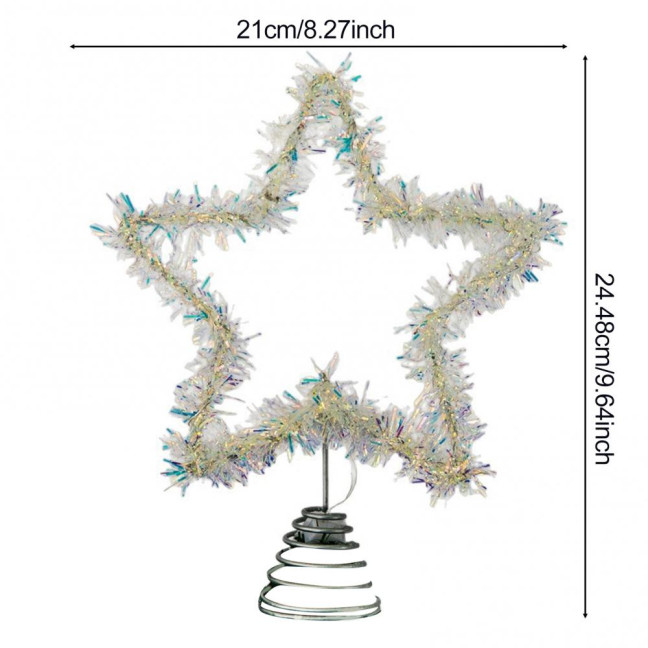 Christmas Tree Topper Star Lighted Star Decoration with Spiral Wire Base Xmas Tree Glittery Star for Festive Home Parties Decor 