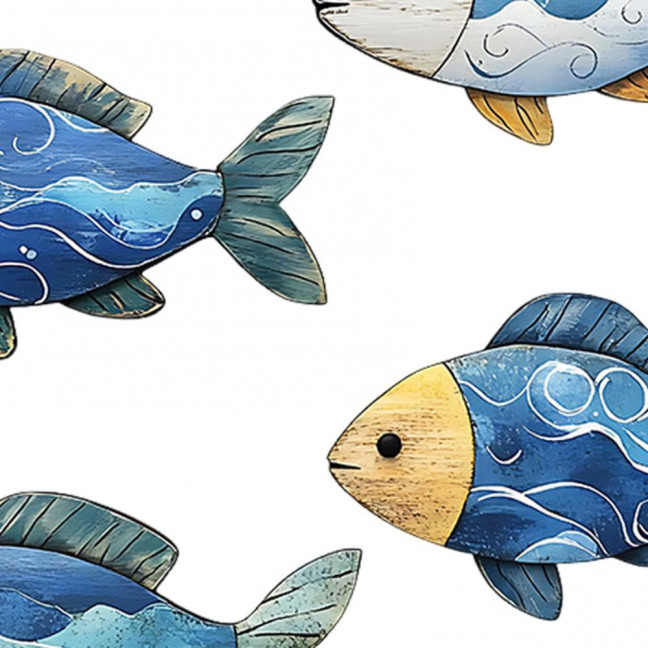 3/4Pcs/Set Wooden Fish Wall Decoration Farmhouse Rustic Nautical Turtle Shell Starfish Wall Art Sculpture Home Living Room Bathroom Wall Decorative Sign 