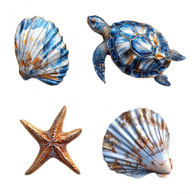 3/4Pcs/Set Wooden Fish Wall Decoration Farmhouse Rustic Nautical Turtle Shell Starfish Wall Art Sculpture Home Living Room Bathroom Wall Decorative Sign 