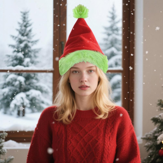Fluorescent Green Santa Hat Glow-in-The-Dark Christmas Party Hat for Adults Kids Festive Holiday Photo Prop Fluorescent Green Santa Hat Glow-in-The-Dark Christmas Party Hat for Adults Kids Festive Holiday Photo Prop