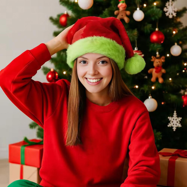 Fluorescent Green Santa Hat Glow-in-The-Dark Christmas Party Hat for Adults Kids Festive Holiday Photo Prop Fluorescent Green Santa Hat Glow-in-The-Dark Christmas Party Hat for Adults Kids Festive Holiday Photo Prop