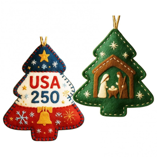 Handmade Felt Christmas Tree Ornament Us 250th Anniversary Felt Ornament Embroidery Xmas Tree Decoration Handmade Felt Christmas Tree Ornament Us 250th Anniversary Felt Ornament Embroidery Xmas Tree Decoration