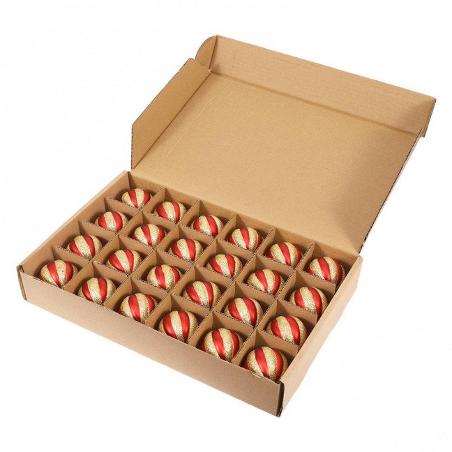 24 Pcs Red And White Christmas Ball Ornaments 2.36 Inch Shatterproof Plastic Glitter Candy Cane Balls Christmas Tree Ornaments for Xmas Tree Holiday Home Decor