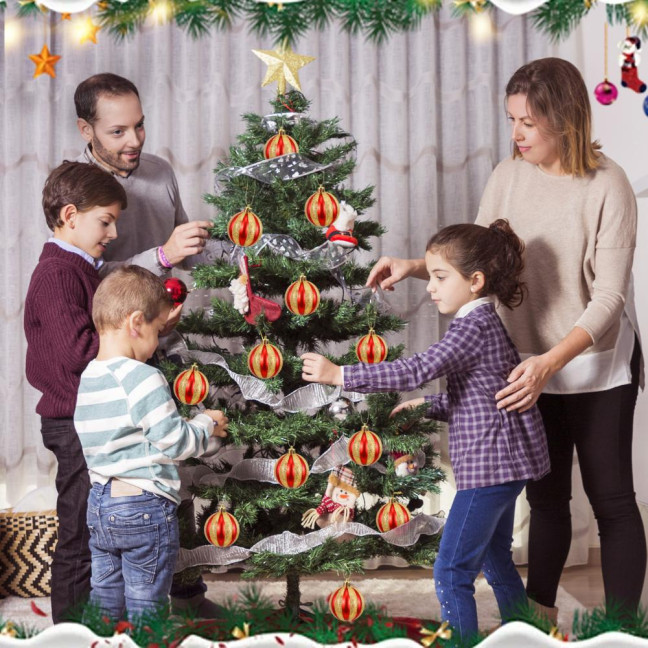 24 Pcs Red And White Christmas Ball Ornaments 2.36 Inch Shatterproof Plastic Glitter Candy Cane Balls Christmas Tree Ornaments for Xmas Tree Holiday Home Decor