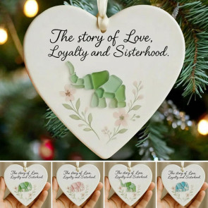 Elephant Friendship Heart Ornament Acrylic Heart-Shaped Sea Glass Friendship Decor Sea Glass Art Christmas Ornaments Gifts for Best Friends