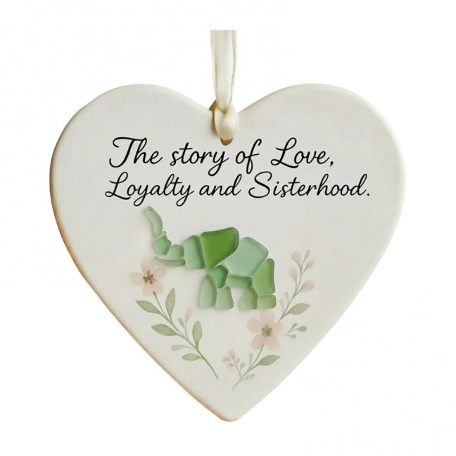 Elephant Friendship Heart Ornament Acrylic Heart-Shaped Sea Glass Friendship Decor Sea Glass Art Christmas Ornaments Gifts for Best Friends