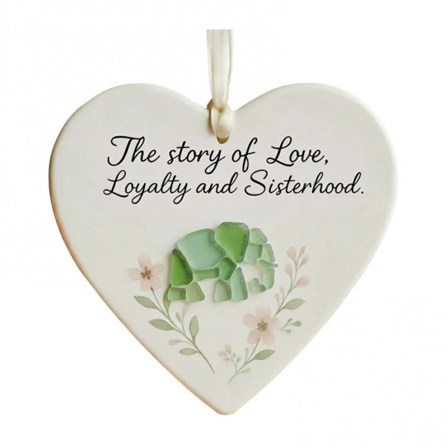 Elephant Friendship Heart Ornament Acrylic Heart-Shaped Sea Glass Friendship Decor Sea Glass Art Christmas Ornaments Gifts for Best Friends