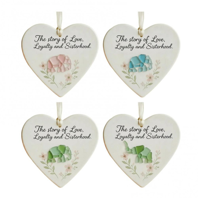 Elephant Friendship Heart Ornament Acrylic Heart-Shaped Sea Glass Friendship Decor Sea Glass Art Christmas Ornaments Gifts for Best Friends