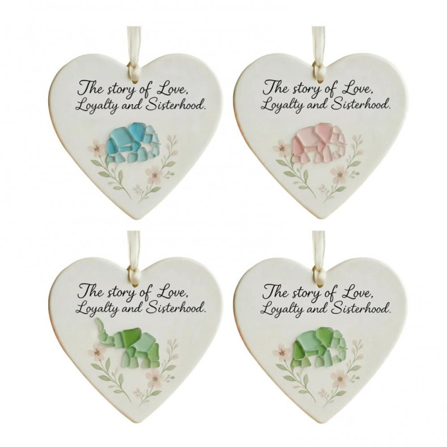 Elephant Friendship Heart Ornament Acrylic Heart-Shaped Sea Glass Friendship Decor Sea Glass Art Christmas Ornaments Gifts for Best Friends