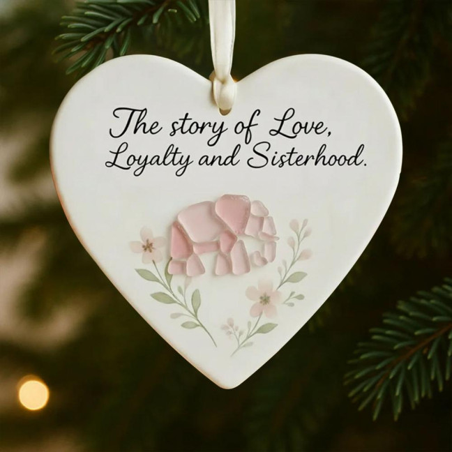 Elephant Friendship Heart Ornament Acrylic Heart-Shaped Sea Glass Friendship Decor Sea Glass Art Christmas Ornaments Gifts for Best Friends