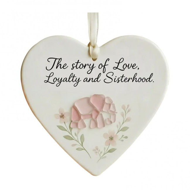 Elephant Friendship Heart Ornament Acrylic Heart-Shaped Sea Glass Friendship Decor Sea Glass Art Christmas Ornaments Gifts for Best Friends