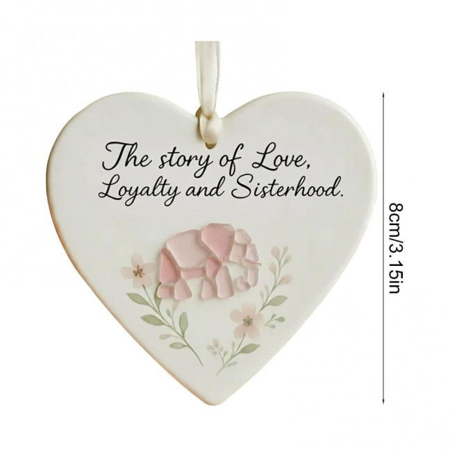 Elephant Friendship Heart Ornament Acrylic Heart-Shaped Sea Glass Friendship Decor Sea Glass Art Christmas Ornaments Gifts for Best Friends