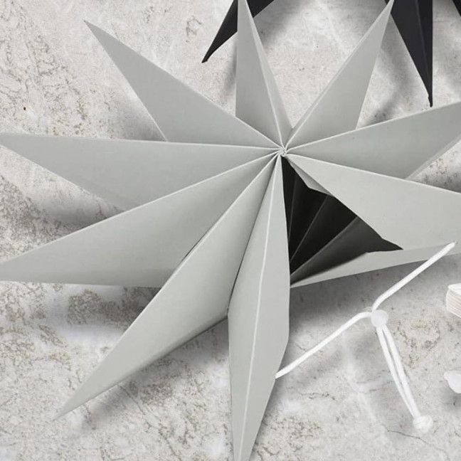 5Pcs Star Lanterns 12-Inch Paper Christmas Ornaments 9 Pointed Hanging Lamp Lampshades Vintage Farmhouse Xmas Party Decorations