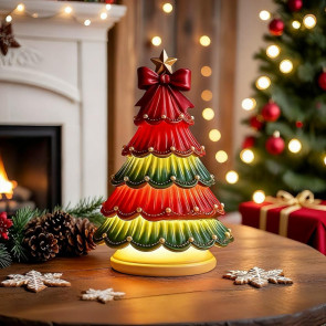 Christmas Tree Night Light Colorful Light-up Christmas Tree Xmas Table Centerpiece for Bedroom Living Room Home Festive Decor 