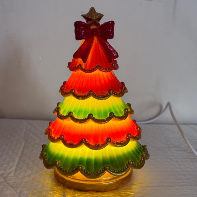 Christmas Tree Night Light Colorful Light-up Christmas Tree Xmas Table Centerpiece for Bedroom Living Room Home Festive Decor 
