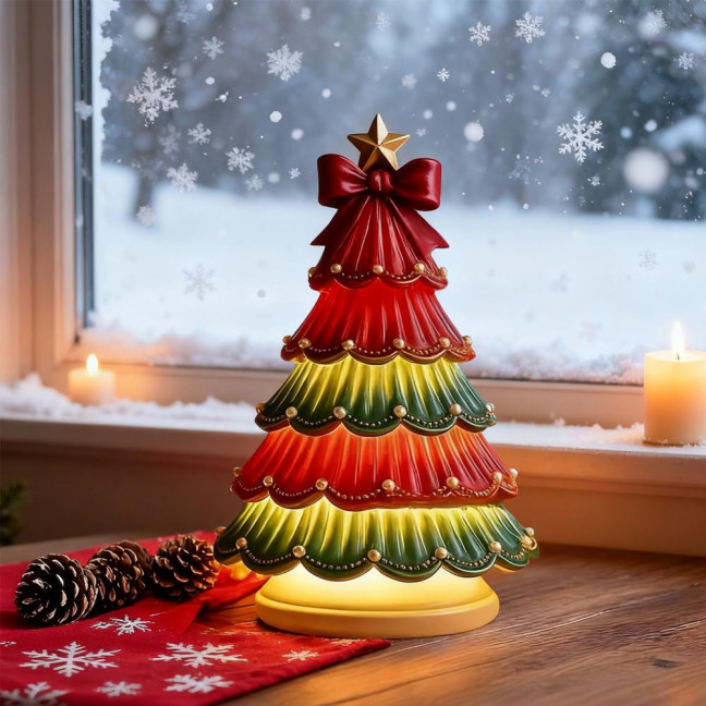 Christmas Tree Night Light Colorful Light-up Christmas Tree Xmas Table Centerpiece for Bedroom Living Room Home Festive Decor 