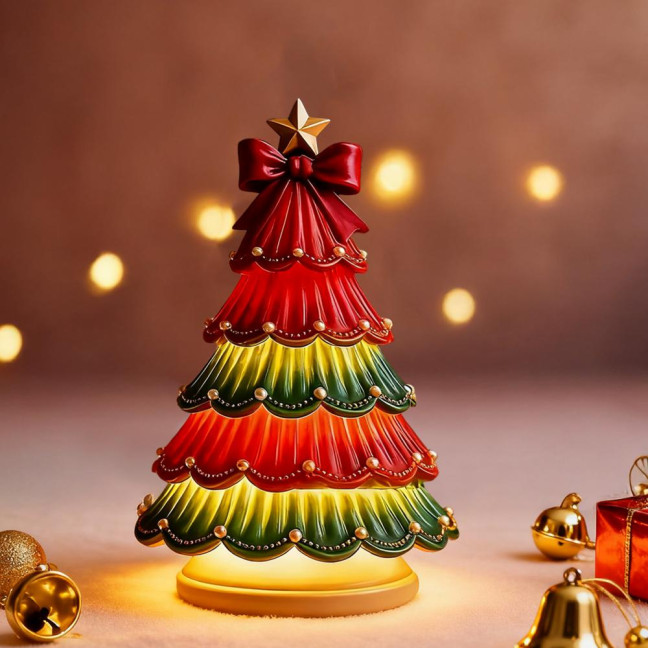 Christmas Tree Night Light Colorful Light-up Christmas Tree Xmas Table Centerpiece for Bedroom Living Room Home Festive Decor 