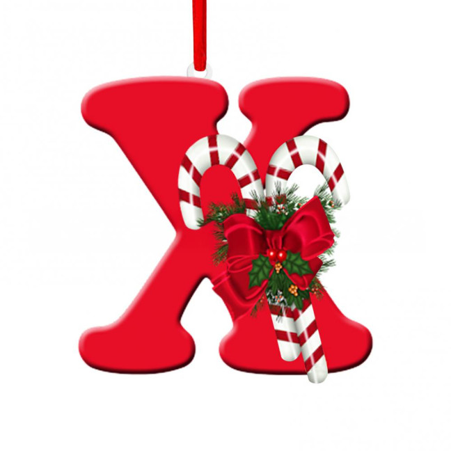 Christmas Acrylic Letter Hanging Decoration Car Rearview Mirror Xmas Tree A to Z Alphabet Hanging Ornament Holiday Party Pendant 