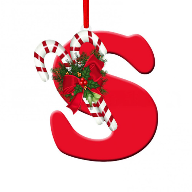 Christmas Acrylic Letter Hanging Decoration Car Rearview Mirror Xmas Tree A to Z Alphabet Hanging Ornament Holiday Party Pendant 