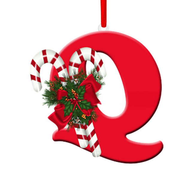 Christmas Acrylic Letter Hanging Decoration Car Rearview Mirror Xmas Tree A to Z Alphabet Hanging Ornament Holiday Party Pendant 