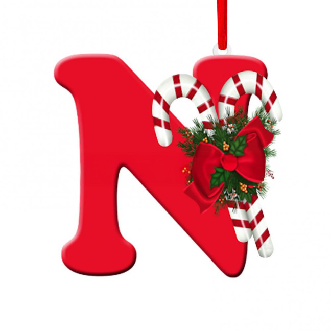 Christmas Acrylic Letter Hanging Decoration Car Rearview Mirror Xmas Tree A to Z Alphabet Hanging Ornament Holiday Party Pendant 