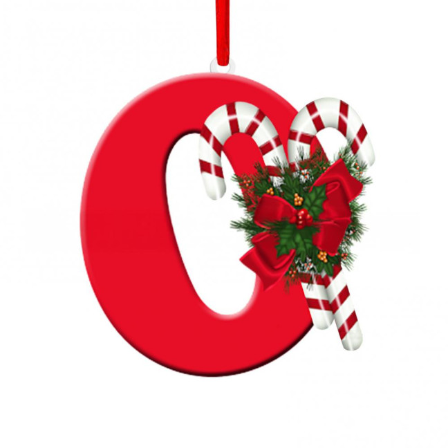 Christmas Acrylic Letter Hanging Decoration Car Rearview Mirror Xmas Tree A to Z Alphabet Hanging Ornament Holiday Party Pendant 