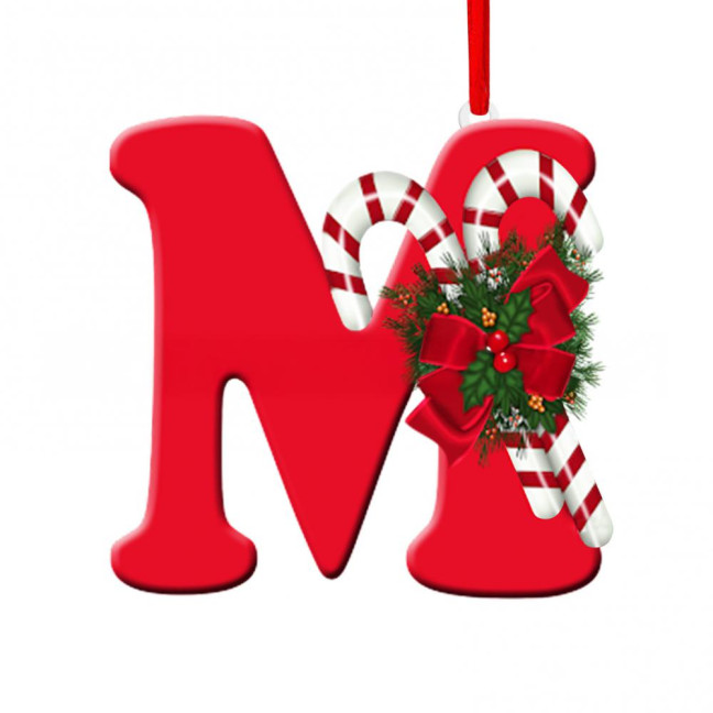 Christmas Acrylic Letter Hanging Decoration Car Rearview Mirror Xmas Tree A to Z Alphabet Hanging Ornament Holiday Party Pendant 