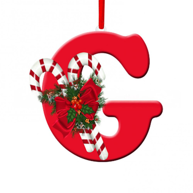 Christmas Acrylic Letter Hanging Decoration Car Rearview Mirror Xmas Tree A to Z Alphabet Hanging Ornament Holiday Party Pendant 