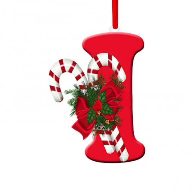 Christmas Acrylic Letter Hanging Decoration Car Rearview Mirror Xmas Tree A to Z Alphabet Hanging Ornament Holiday Party Pendant 