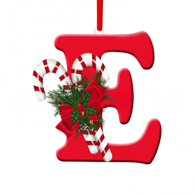Christmas Acrylic Letter Hanging Decoration Car Rearview Mirror Xmas Tree A to Z Alphabet Hanging Ornament Holiday Party Pendant 