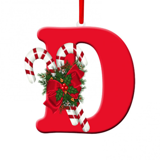 Christmas Acrylic Letter Hanging Decoration Car Rearview Mirror Xmas Tree A to Z Alphabet Hanging Ornament Holiday Party Pendant 