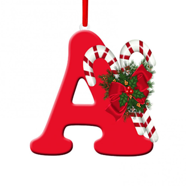 Christmas Acrylic Letter Hanging Decoration Car Rearview Mirror Xmas Tree A to Z Alphabet Hanging Ornament Holiday Party Pendant 