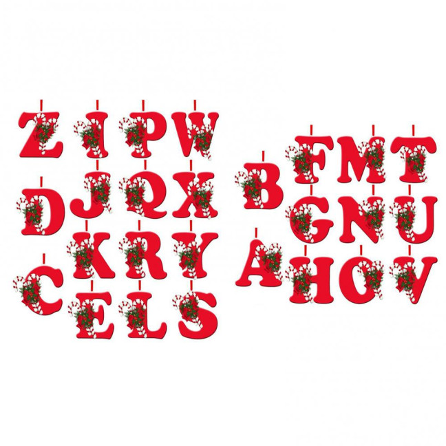 Christmas Acrylic Letter Hanging Decoration Car Rearview Mirror Xmas Tree A to Z Alphabet Hanging Ornament Holiday Party Pendant 