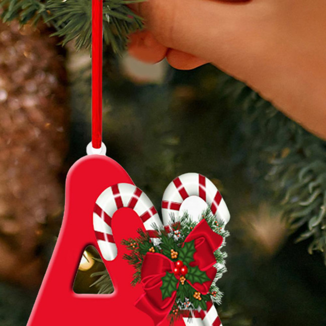 Christmas Acrylic Letter Hanging Decoration Car Rearview Mirror Xmas Tree A to Z Alphabet Hanging Ornament Holiday Party Pendant 