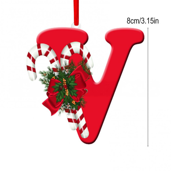 Christmas Acrylic Letter Hanging Decoration Car Rearview Mirror Xmas Tree A to Z Alphabet Hanging Ornament Holiday Party Pendant 