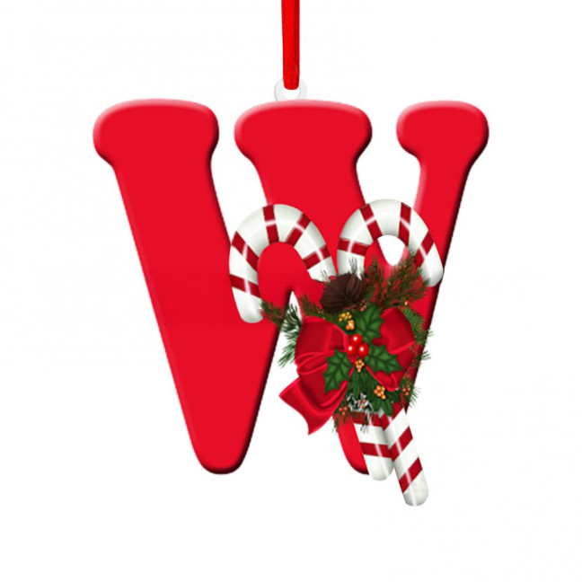 Christmas Acrylic Letter Hanging Decoration Car Rearview Mirror Xmas Tree A to Z Alphabet Hanging Ornament Holiday Party Pendant 