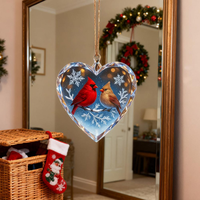 Red Birds Christmas Ornaments Couple Bird Heart Shaped Ornament for Xmas Tree Holiday Gifts for Bird Lovers Women Red Birds Christmas Ornaments Couple Bird Heart Shaped Ornament for Xmas Tree Holiday Gifts for Bird Lovers Women