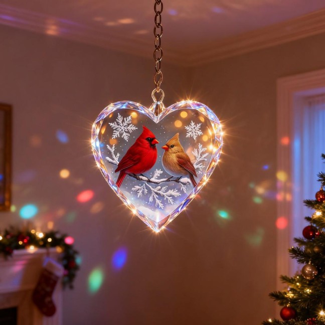 Red Birds Christmas Ornaments Couple Bird Heart Shaped Ornament for Xmas Tree Holiday Gifts for Bird Lovers Women Red Birds Christmas Ornaments Couple Bird Heart Shaped Ornament for Xmas Tree Holiday Gifts for Bird Lovers Women