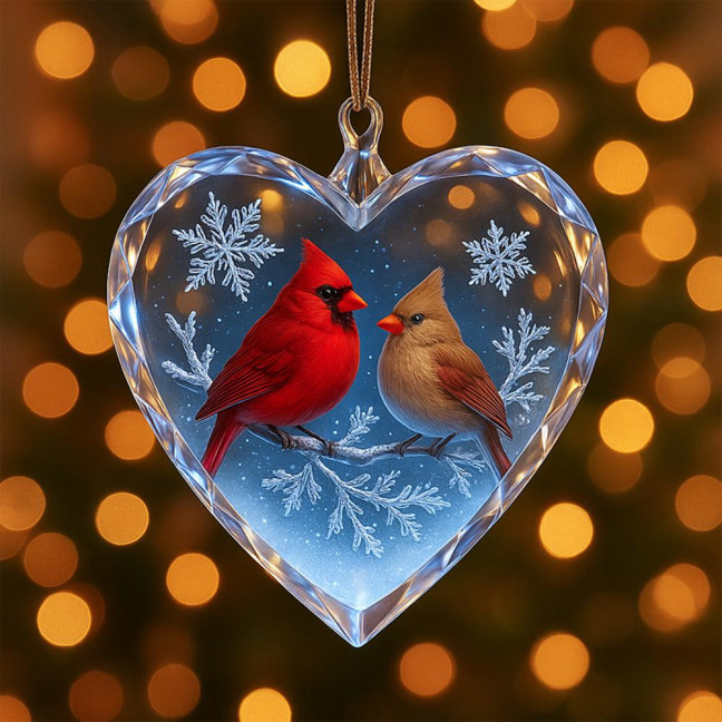 Red Birds Christmas Ornaments Couple Bird Heart Shaped Ornament for Xmas Tree Holiday Gifts for Bird Lovers Women Red Birds Christmas Ornaments Couple Bird Heart Shaped Ornament for Xmas Tree Holiday Gifts for Bird Lovers Women