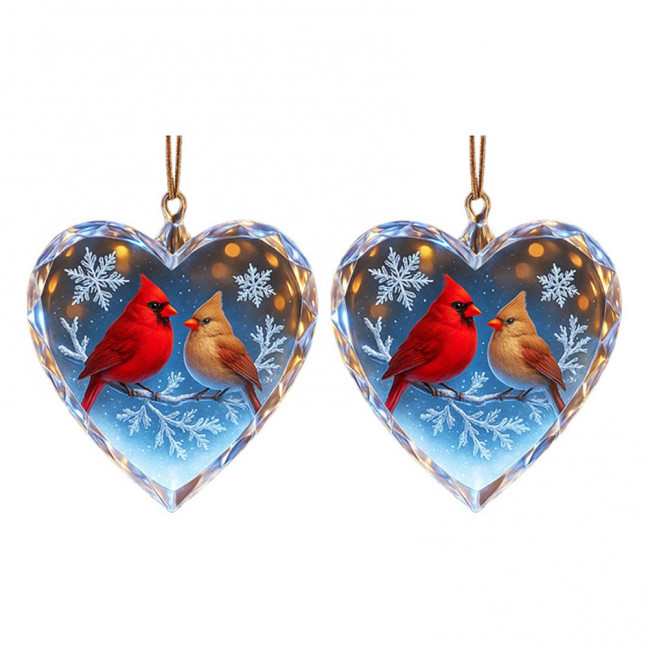 Red Birds Christmas Ornaments Couple Bird Heart Shaped Ornament for Xmas Tree Holiday Gifts for Bird Lovers Women Red Birds Christmas Ornaments Couple Bird Heart Shaped Ornament for Xmas Tree Holiday Gifts for Bird Lovers Women