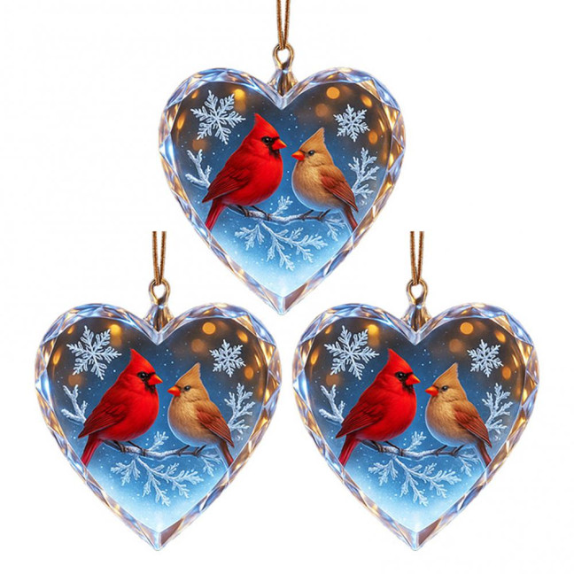 Red Birds Christmas Ornaments Couple Bird Heart Shaped Ornament for Xmas Tree Holiday Gifts for Bird Lovers Women Red Birds Christmas Ornaments Couple Bird Heart Shaped Ornament for Xmas Tree Holiday Gifts for Bird Lovers Women