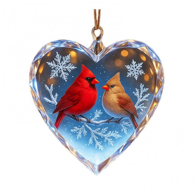 Red Birds Christmas Ornaments Couple Bird Heart Shaped Ornament for Xmas Tree Holiday Gifts for Bird Lovers Women Red Birds Christmas Ornaments Couple Bird Heart Shaped Ornament for Xmas Tree Holiday Gifts for Bird Lovers Women