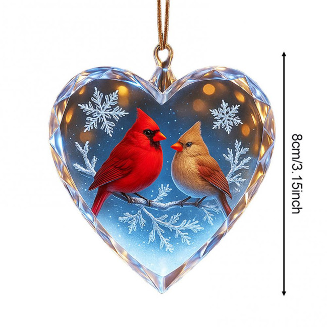 Red Birds Christmas Ornaments Couple Bird Heart Shaped Ornament for Xmas Tree Holiday Gifts for Bird Lovers Women Red Birds Christmas Ornaments Couple Bird Heart Shaped Ornament for Xmas Tree Holiday Gifts for Bird Lovers Women