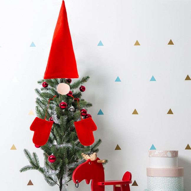 Christmas Tree Decoration Non-Woven Fabric Tree Top Hat Gloves Ornament Festive Atmosphere Holiday Decor