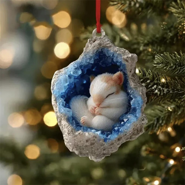 Geode Animal Advent Calendar 2025 24 Days Countdown Calendar with 2D Acrylic Forest Crystal Cave Animals Ornaments for Christmas Tree Decor