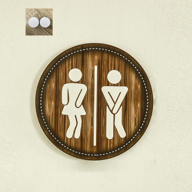 Cotton Thread Wooden Bathroom Sign Rustic Restroom Door Men Women Hanging Sign Restaurant Office Hotel Washroom Wall Gender Identification Signage 